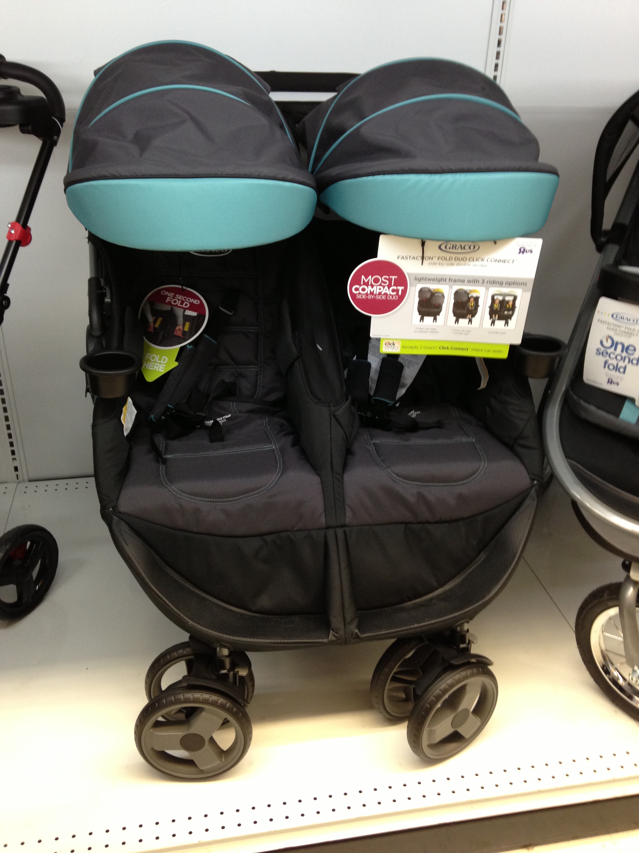 double stroller side by side with infant car seat